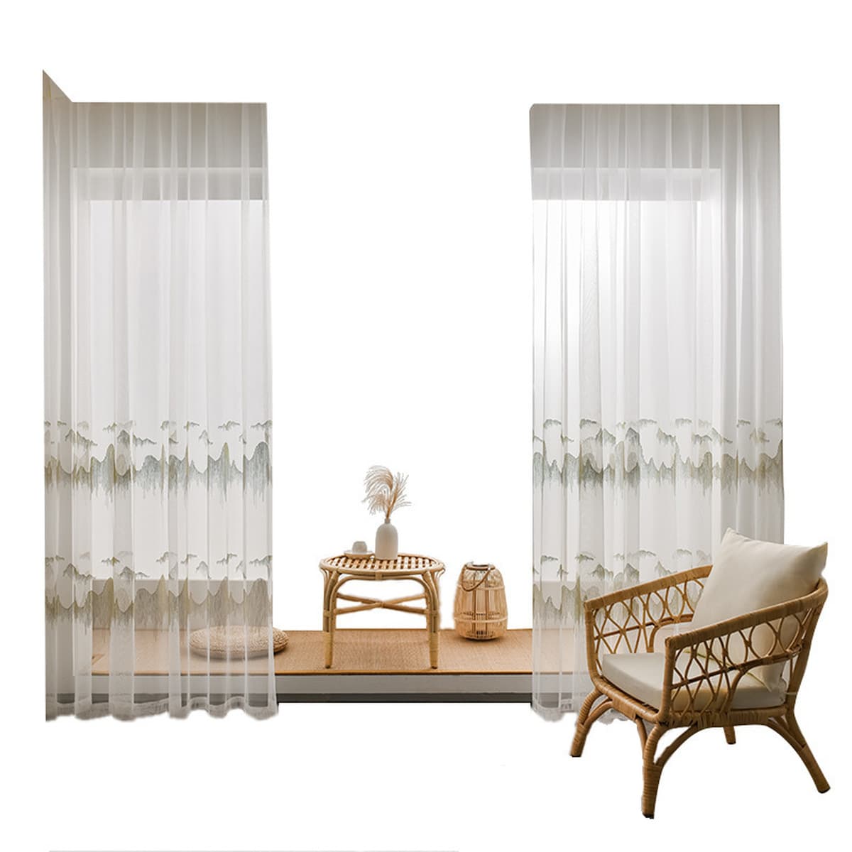 Фабрика новый китайский пейзаж Вышивка Пряжа Прозрачный Непрозрачный оконный экран гостиная балкон кабинет напольный экран...