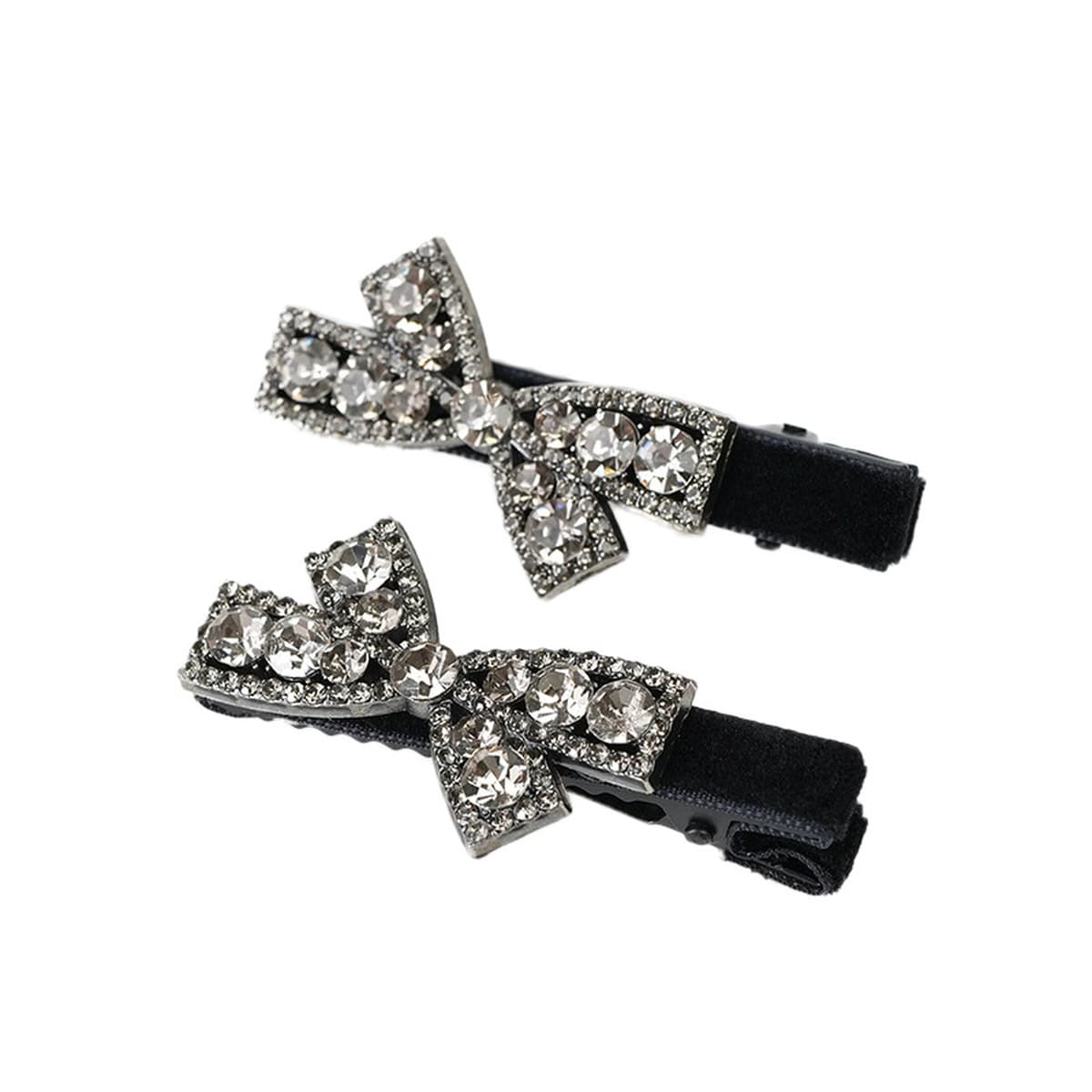 Черная бархатная заколка для волос, полная бриллиантов, легкий роскошный ветер