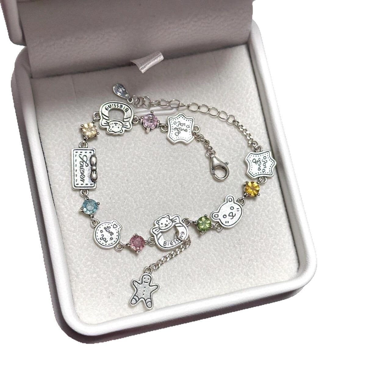 Цветной циркон пряничный человечек медвежонок осенний и зимний рождественский браслет