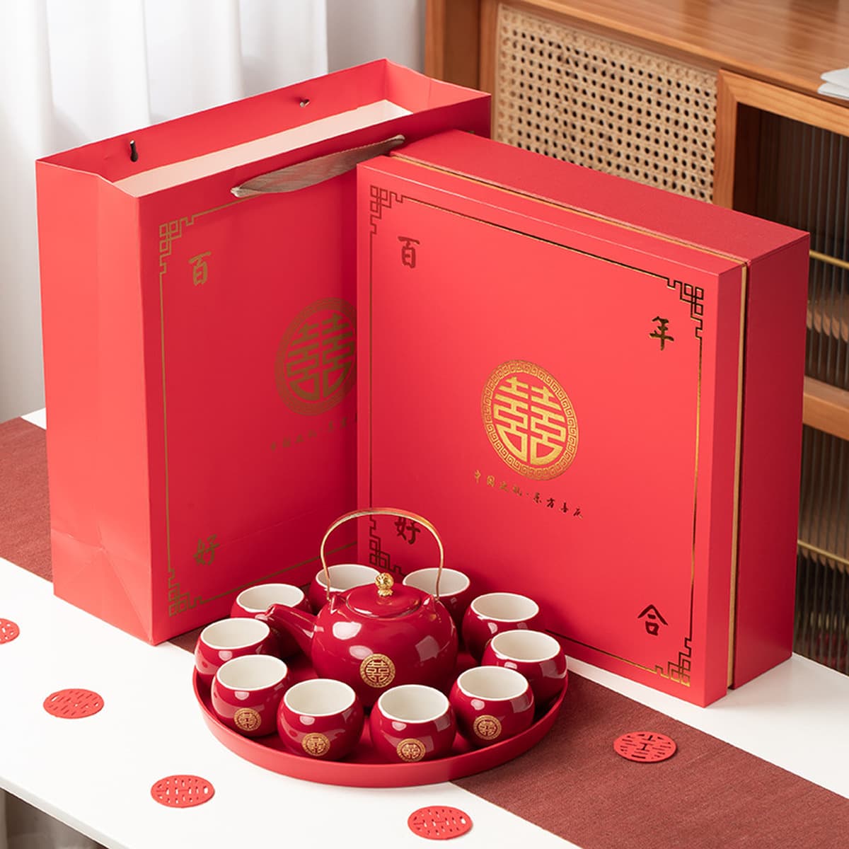 Свадебный чайный набор красного приданого