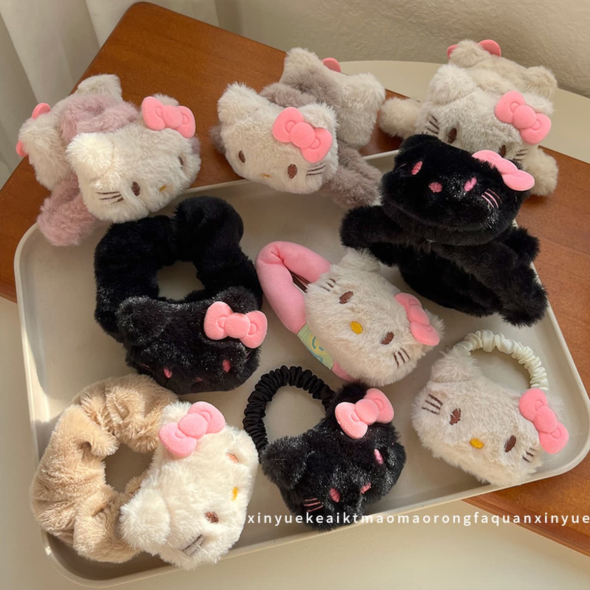 Корейский премиум-смысл двухсторонний Kt бант плюшевый захват мультфильм милый акула зажим сзади