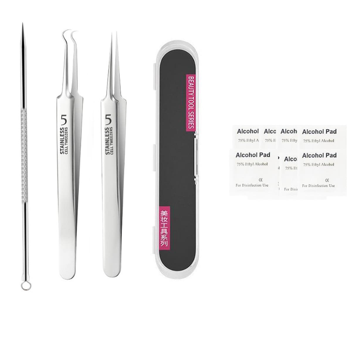 Качественный зажим для прыщей, набор для прыщей, игла для прыщей, зажим для клеток из нержавеющей стали, пинцет для удаления...