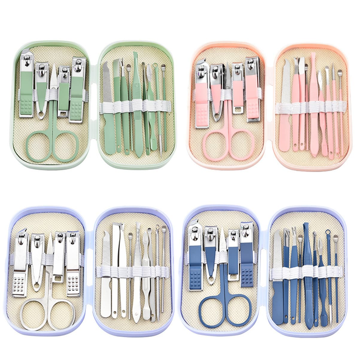 Набор для стрижки ногтей из нержавеющей стали, 14 предметов, прочные инструменты для маникюра и педикюра.