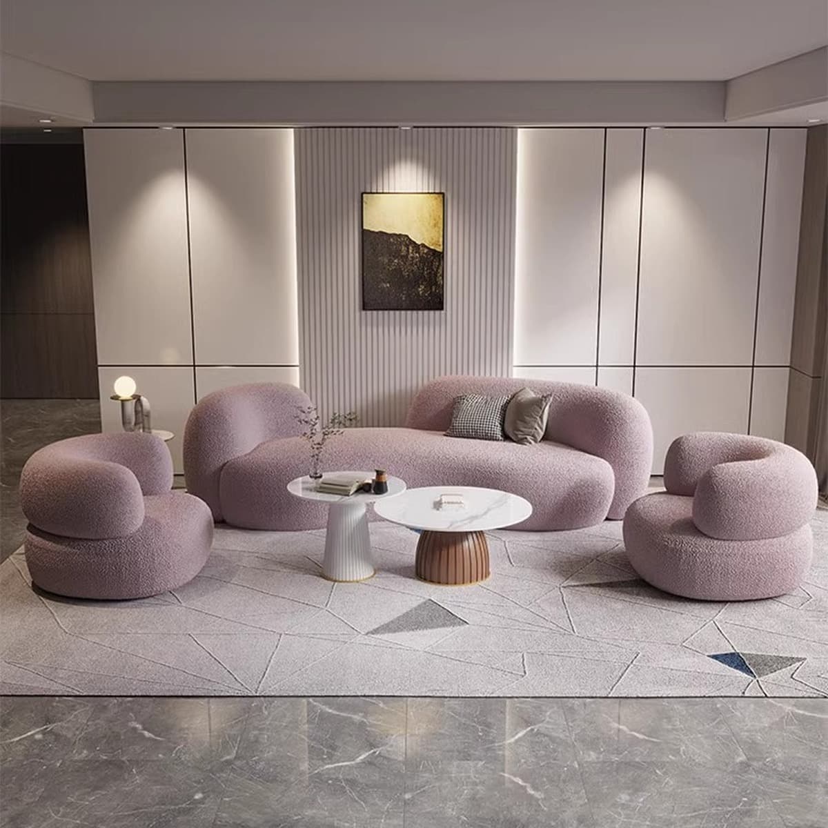 Легкий экстравагантный кашемировый дугообразный диван журнальный столик Современная минималистская гостиная Салон красоты...