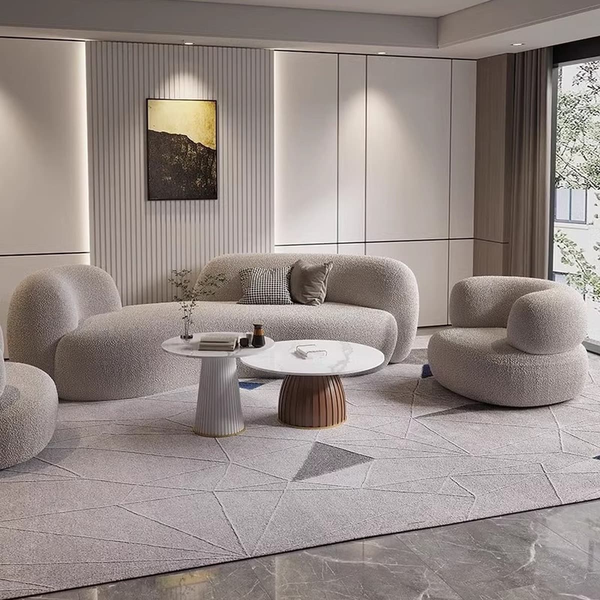 Легкий экстравагантный кашемировый дугообразный диван журнальный столик Современная минималистская гостиная Салон красоты...