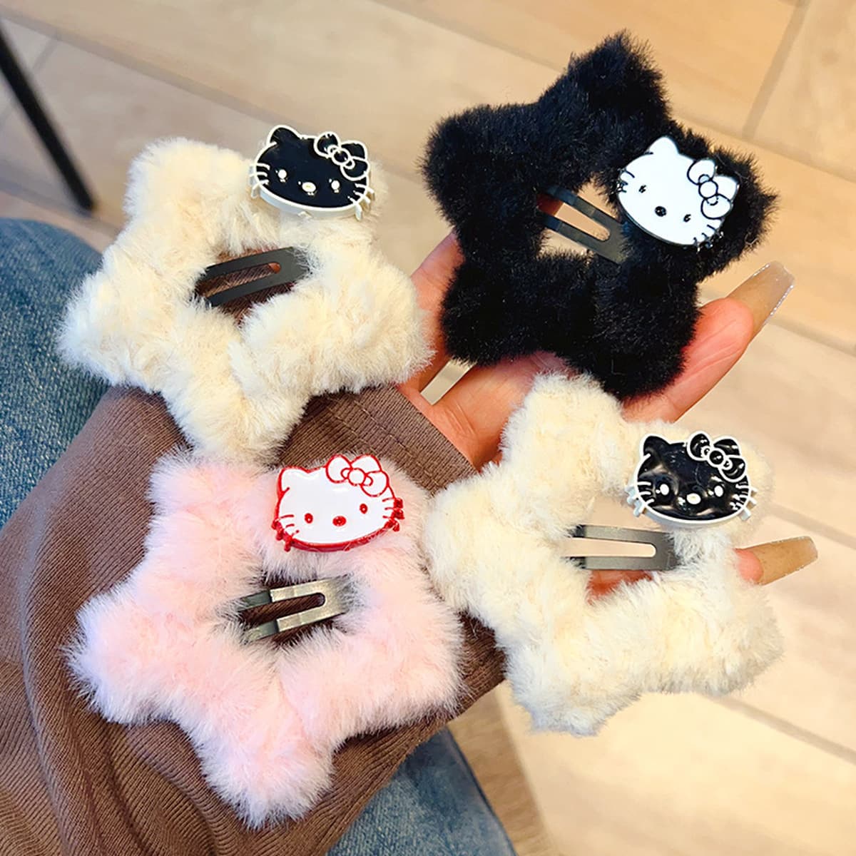 Японские милые кошки плюшевые звезды bb-заколки для волос