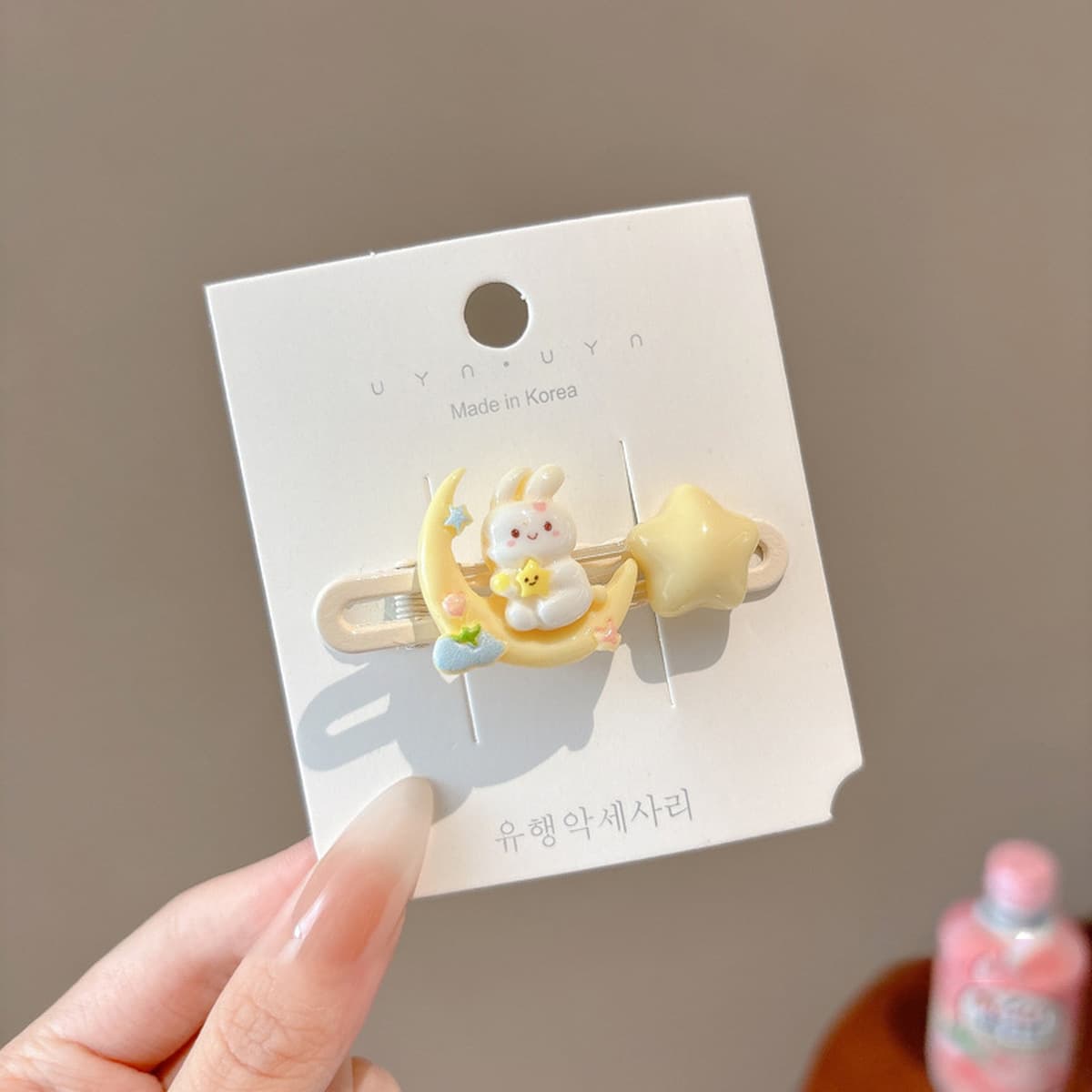 Милая кремовая заколка для волос с допамином, высококачественная заколка для челки, стильная заколка для студенческой челки,...