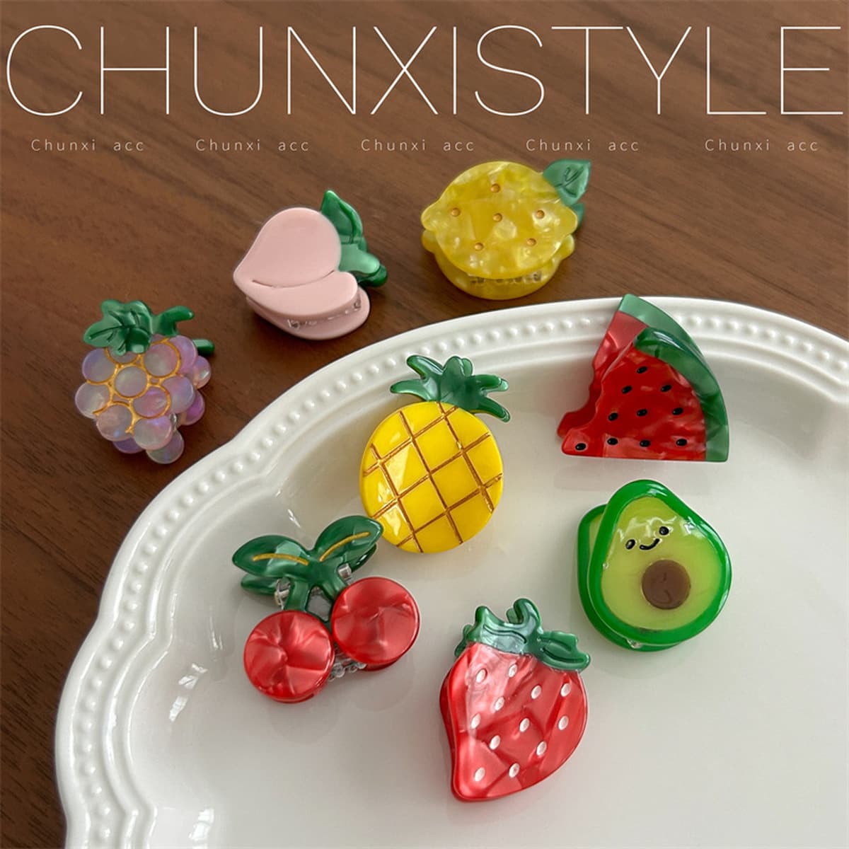 Одна пара зажимов выглядит лучше ~ Высокие черепа, милые фрукты, маленькие волосы, клубничные красные челки, заколки для...