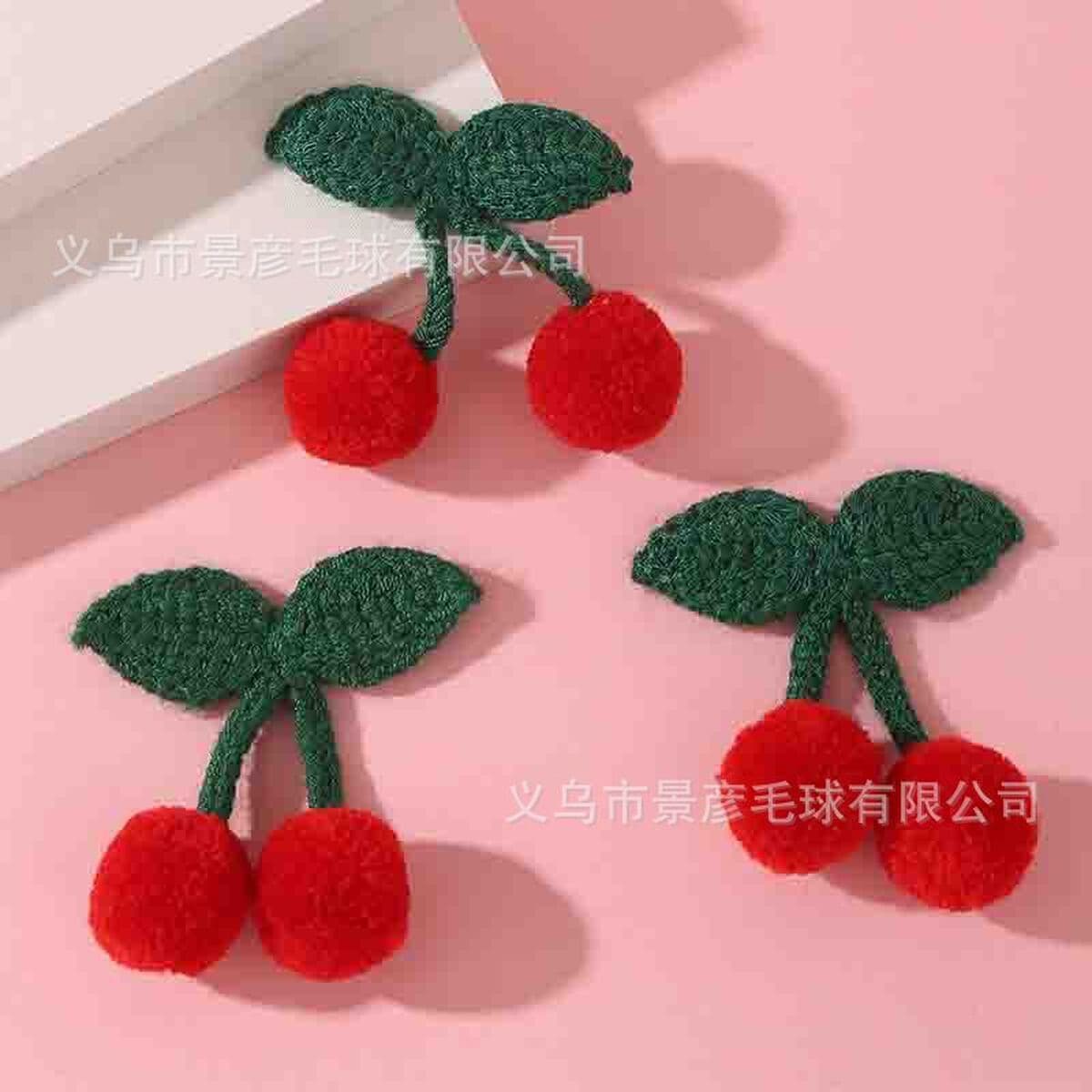 Популярные вязаные аксессуары с брошью в виде красной вишни, ювелирные изделия ручной работы, одежда, шапка, шерстяные...