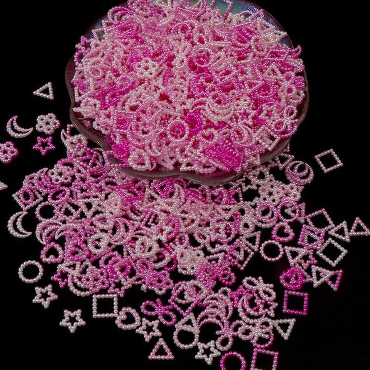 Новый маникюр ювелирная смола имитация жемчуга рисового белого любовного лука пятиконечная звезда луна дикая трехмерная...