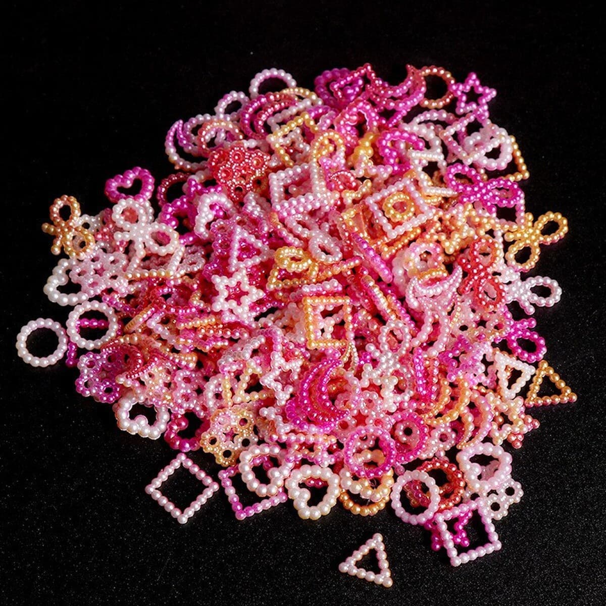 Новый маникюр ювелирная смола имитация жемчуга рисового белого любовного лука пятиконечная звезда луна дикая трехмерная...