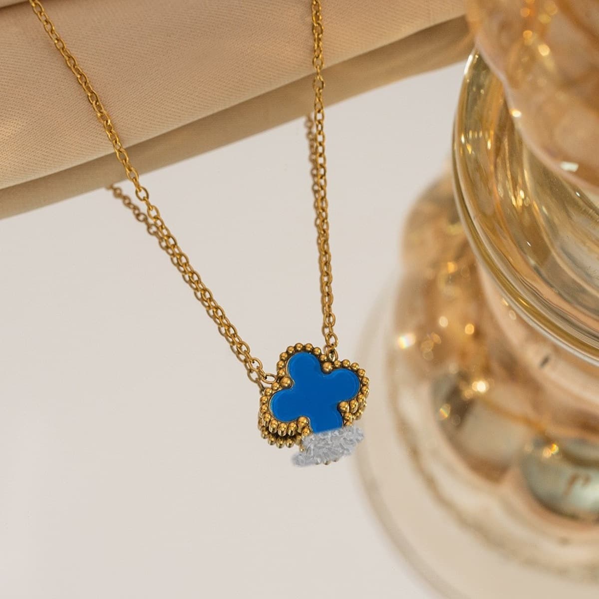 Ожерелье с четырехлистным клевером, титановая сталь, легкая роскошь, высококачественное женское модное двустороннее...