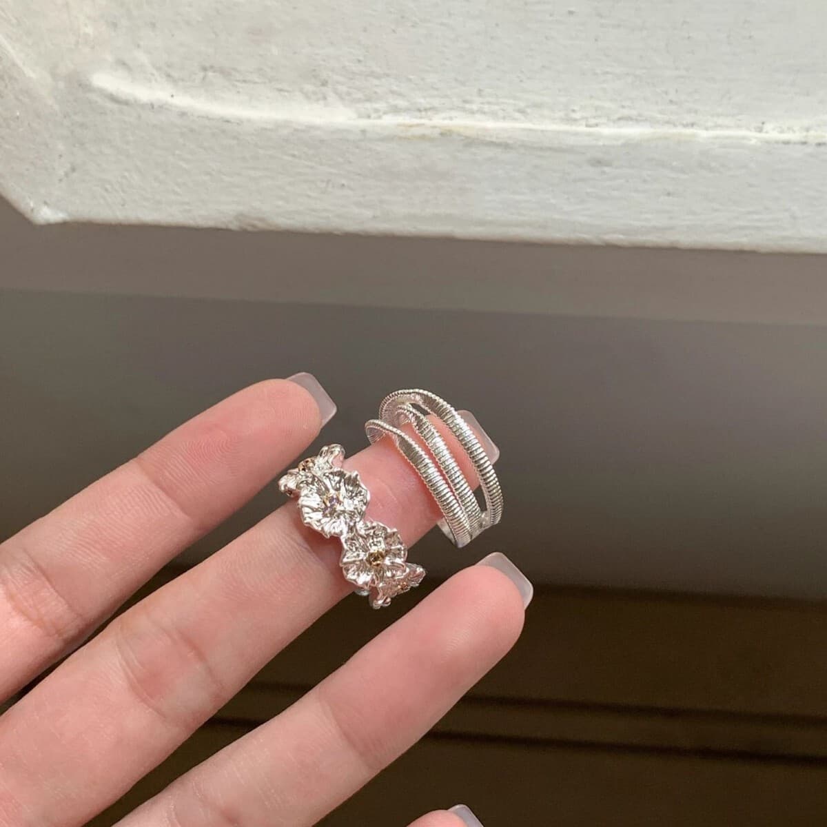 Ретро многослойное обмоточное кольцо с цветами текстуры кольцо женское тяжелое кольцо с высокой текстурой