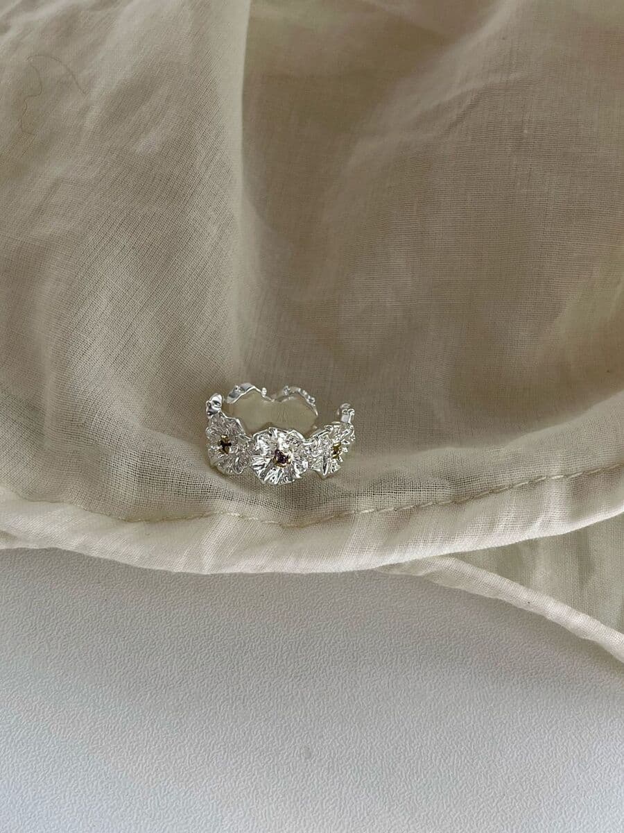 Ретро многослойное обмоточное кольцо с цветами текстуры кольцо женское тяжелое кольцо с высокой текстурой