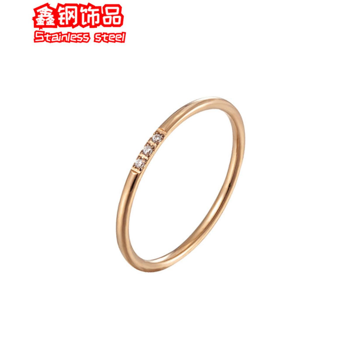 Кольцо в корейском стиле из титановой стали 18k с тремя камнями для женщин, не тускнеющее, гладкое, из нержавеющей стали,...