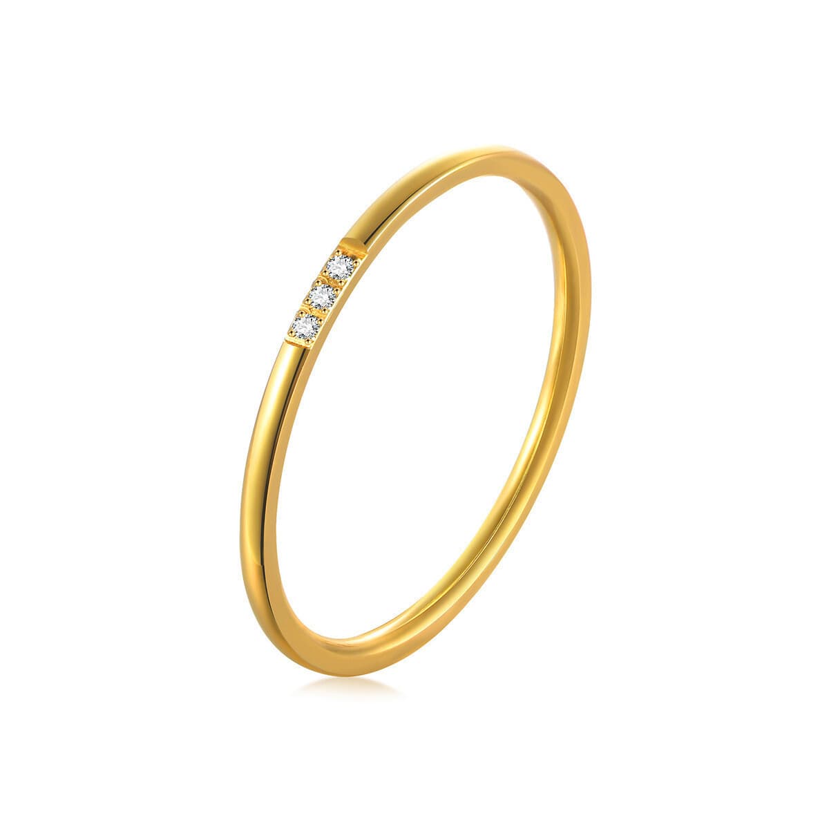 Кольцо в корейском стиле из титановой стали 18k с тремя камнями для женщин, не тускнеющее, гладкое, из нержавеющей стали,...