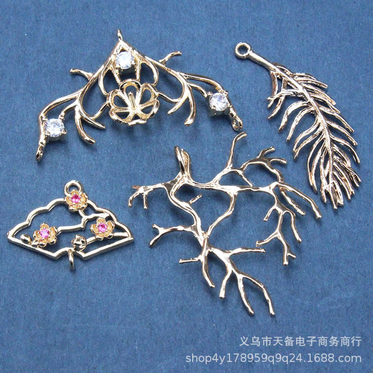 Латунные листья с покрытием цвета, ветка, веерообразный браслет