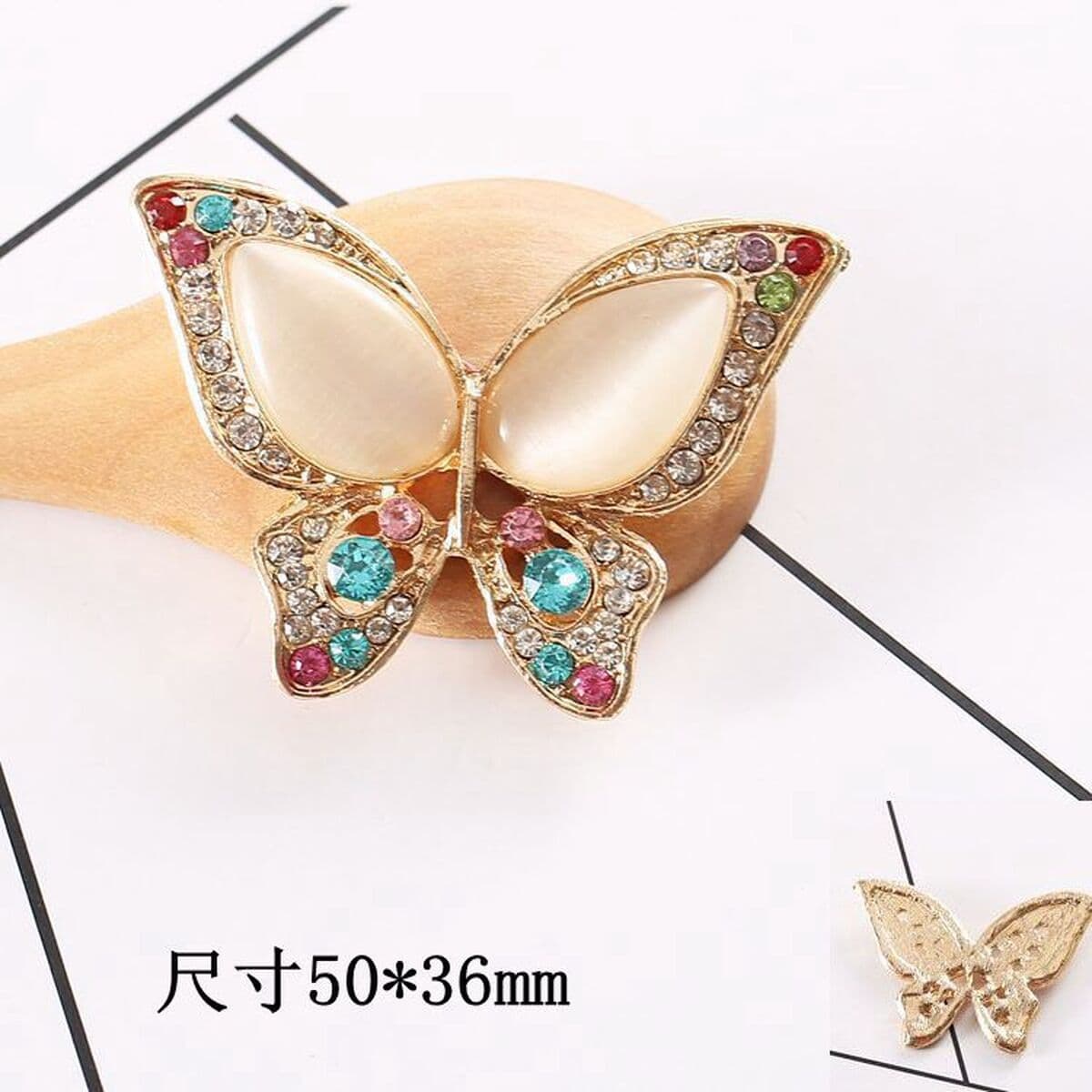 Двухслойные брелоки-бабочки для обуви с инкрустацией из камней, аксессуары для декора сабо, застежки для обуви, украшения...