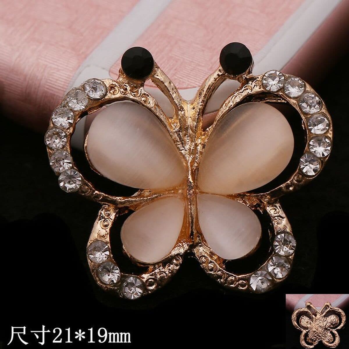 Двухслойные брелоки-бабочки для обуви с инкрустацией из камней, аксессуары для декора сабо, застежки для обуви, украшения...