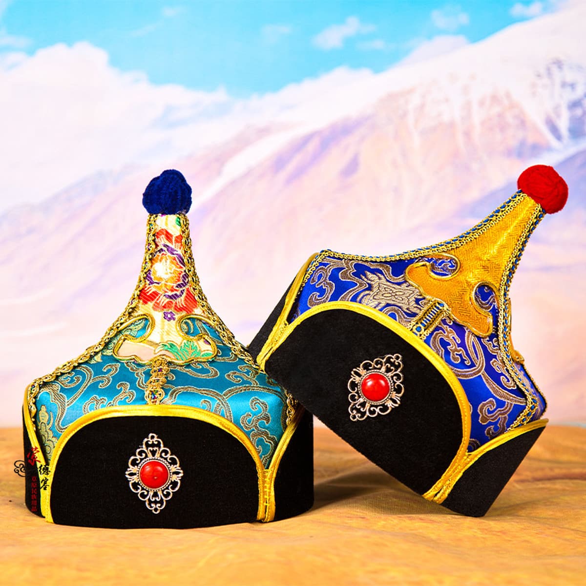 Этнические богатые цветочные аксессуары для одежды Монгольские мужские шапки, шапки принца и генерала, головные уборы,...