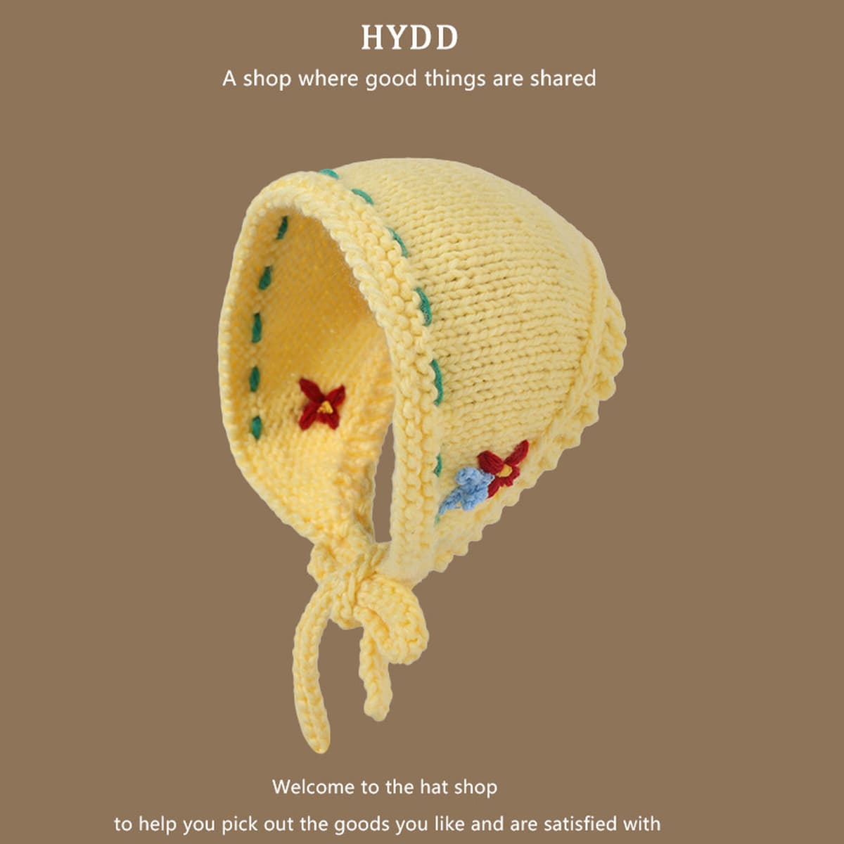 Японский ретро ручной работы трикотажный треугольный шарф женский осень и зима ins сладкие и милые цветы шерстяные тюрбаны