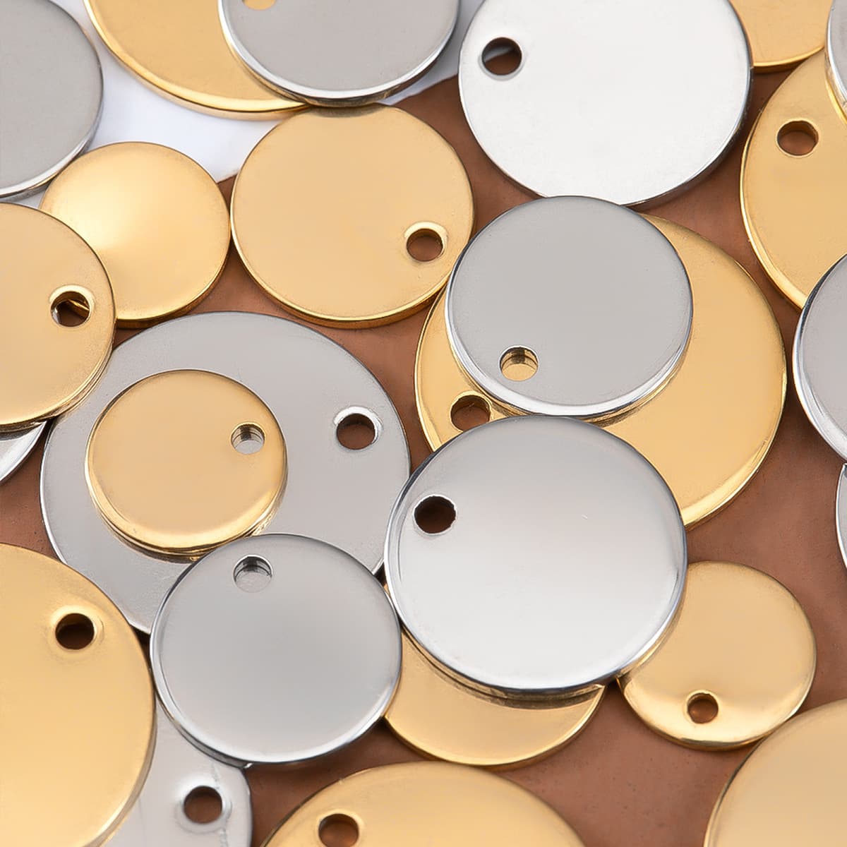 Цвет из нержавеющей стали зеркальный полированный круглый бирка с отверстием подвеска гальваника DIY ювелирные аксессуары