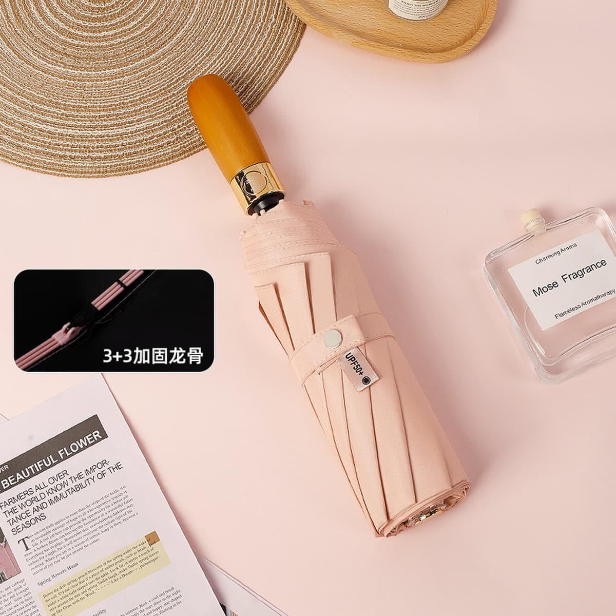 Автоматический зонт с 16 спицами и кольцевой застежкой, двойного назначения для дождя и солнца, складной зонт, зонт для...