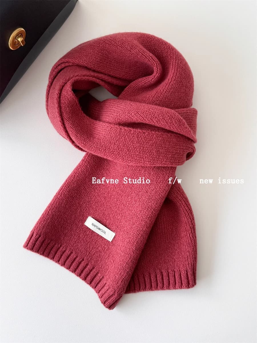 Корейский стиль, новый универсальный однотонный шарф из 100% чистой шерсти, женский осенне-зимний теплый вязаный шарф,...