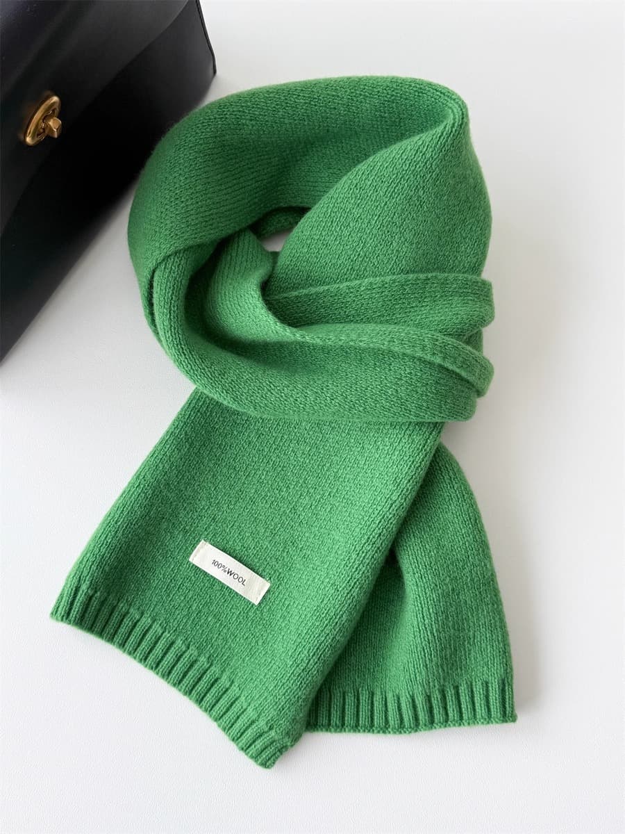 Корейский стиль, новый универсальный однотонный шарф из 100% чистой шерсти, женский осенне-зимний теплый вязаный шарф,...
