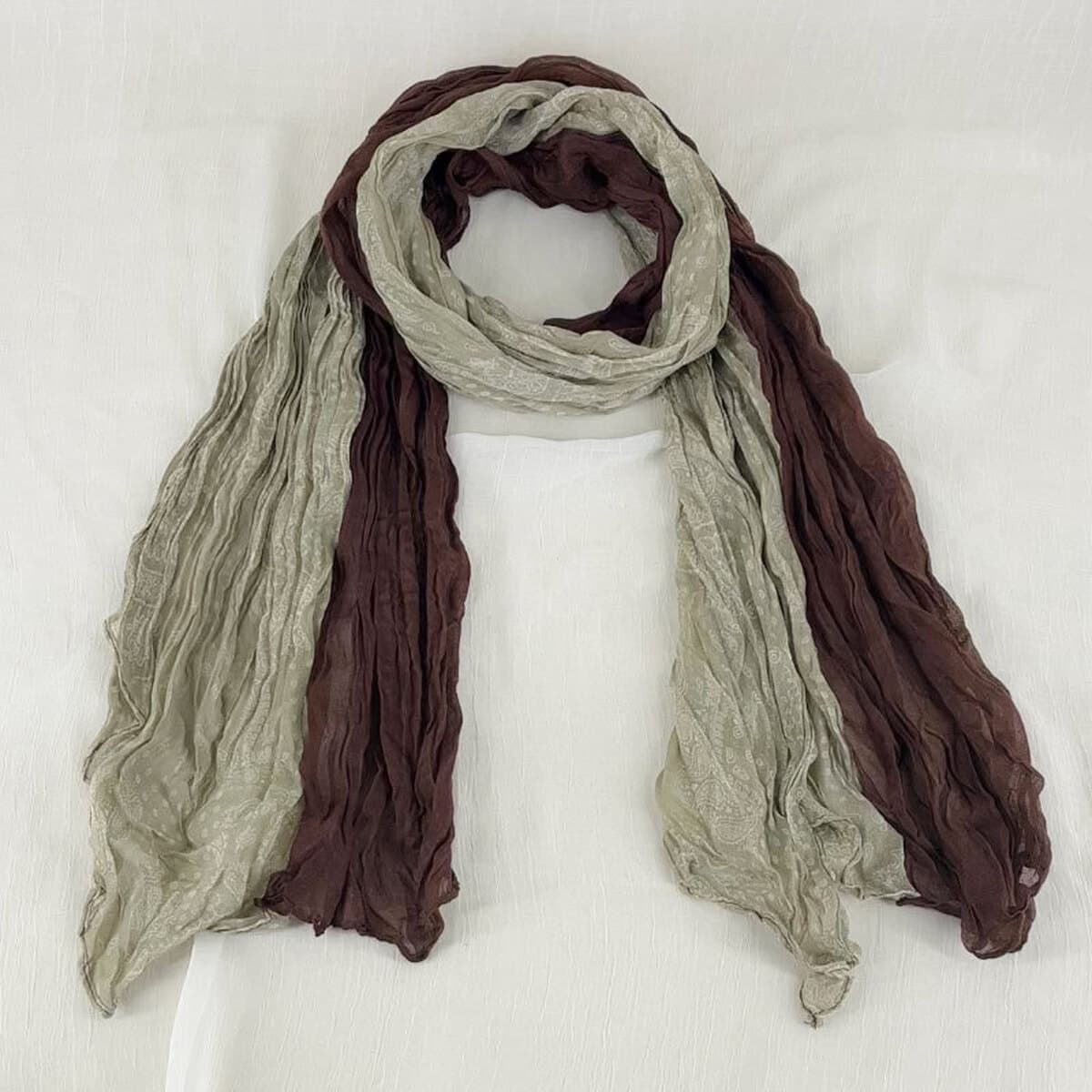 Внешняя торговля Весенний и Осенний отдел Литературный шарф Женский дикий складчатый сплошной цветок кешью, сшитый тонкий...