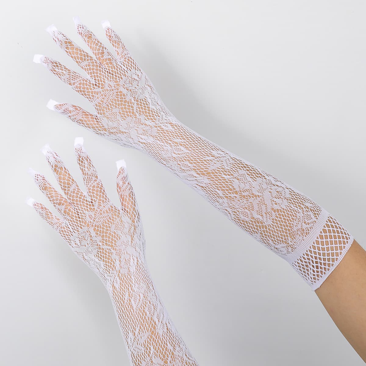 Сетчатые жаккардовые эластичные перчатки с кружевом, сетка для ночных клубов, сексуальные аксессуары для танцев, французский...