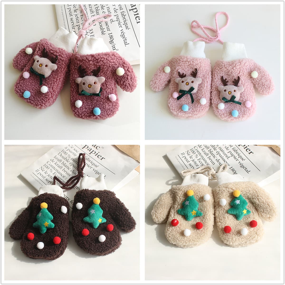 Осенние и зимние рождественские перчатки для женщин теплые перчатки для шеи