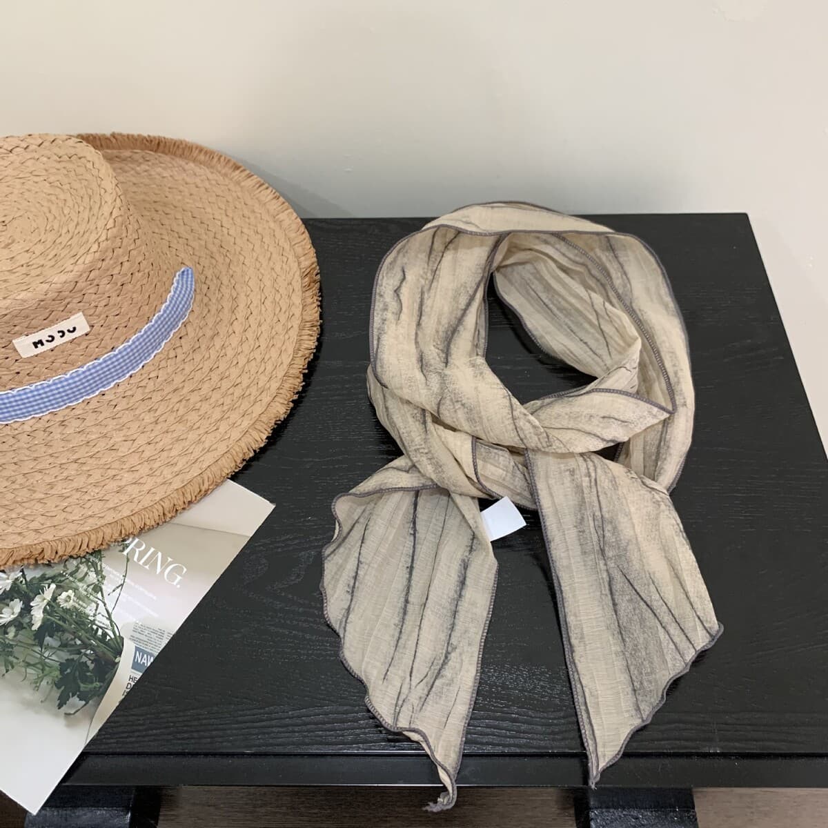 Длинный шелковый шарф с принтом тай-дай, летний новый стиль, тонкий маленький угловой шарф, одежда, соответствующая прямой...