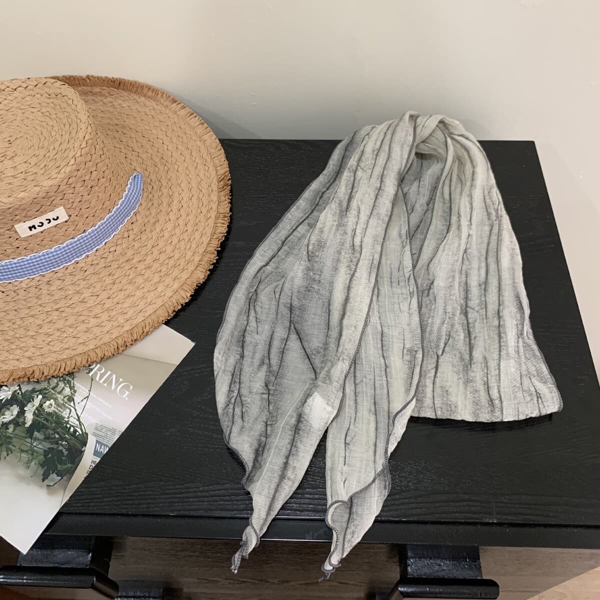 Длинный шелковый шарф с принтом тай-дай, летний новый стиль, тонкий маленький угловой шарф, одежда, соответствующая прямой...