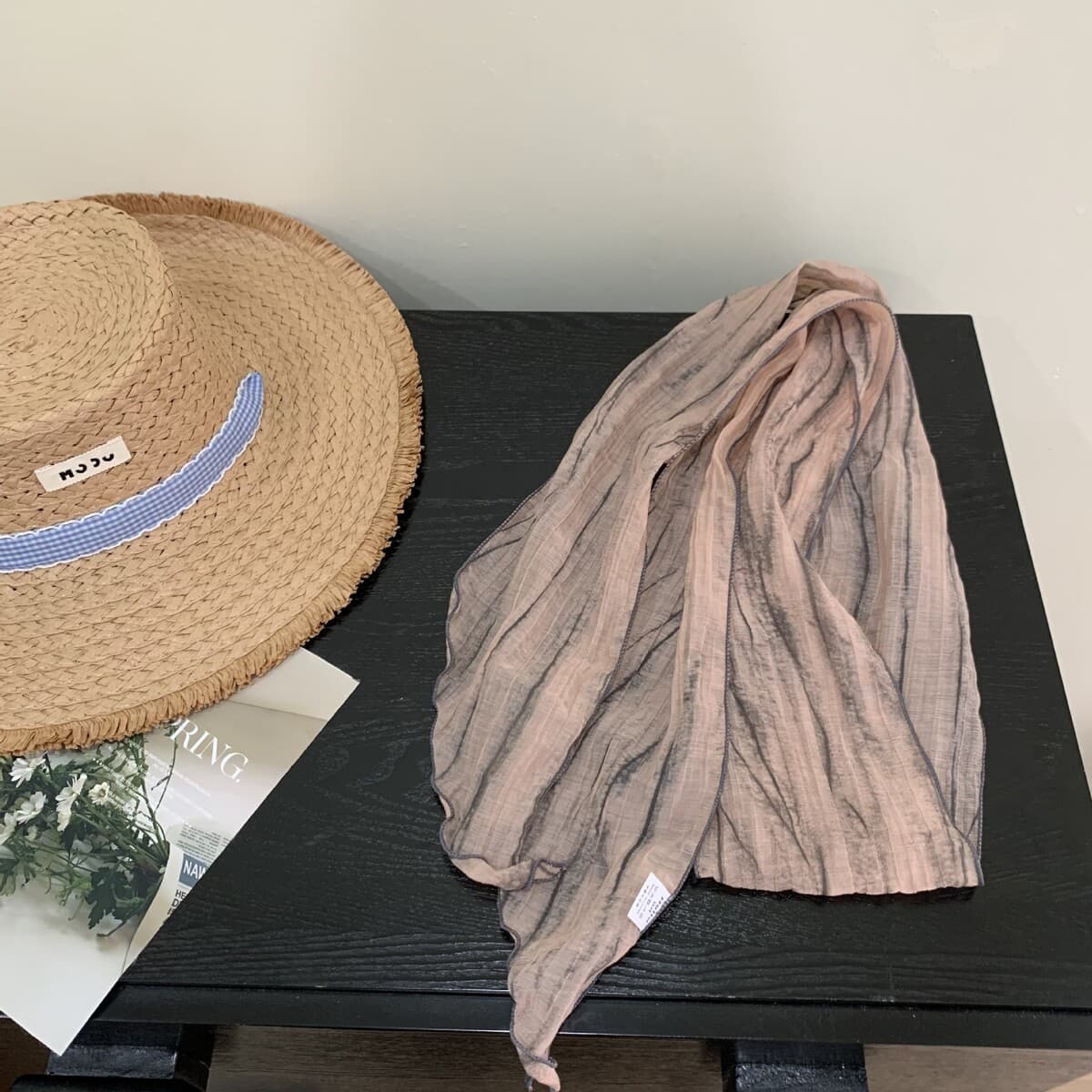 Длинный шелковый шарф с принтом тай-дай, летний новый стиль, тонкий маленький угловой шарф, одежда, соответствующая прямой...