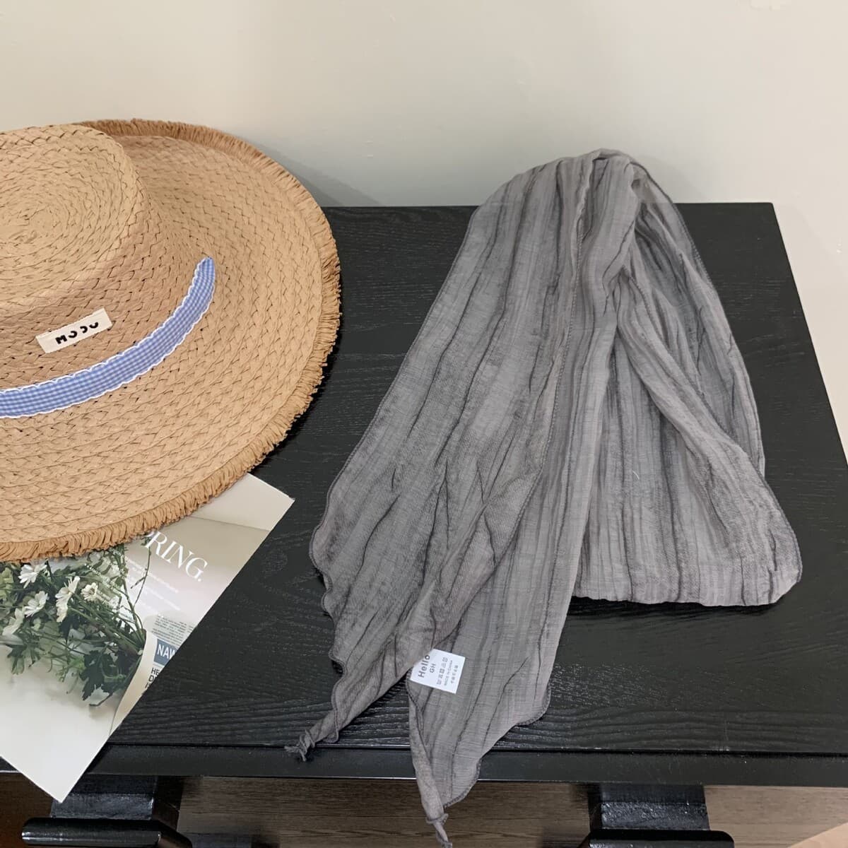 Длинный шелковый шарф с принтом тай-дай, летний новый стиль, тонкий маленький угловой шарф, одежда, соответствующая прямой...