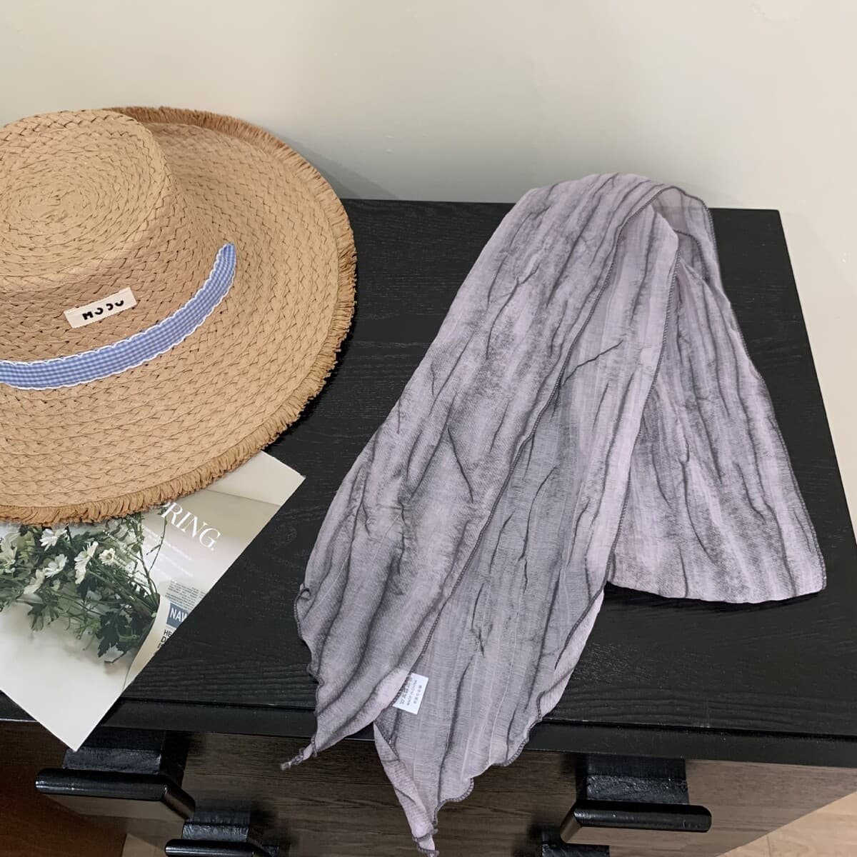 Длинный шелковый шарф с принтом тай-дай, летний новый стиль, тонкий маленький угловой шарф, одежда, соответствующая прямой...