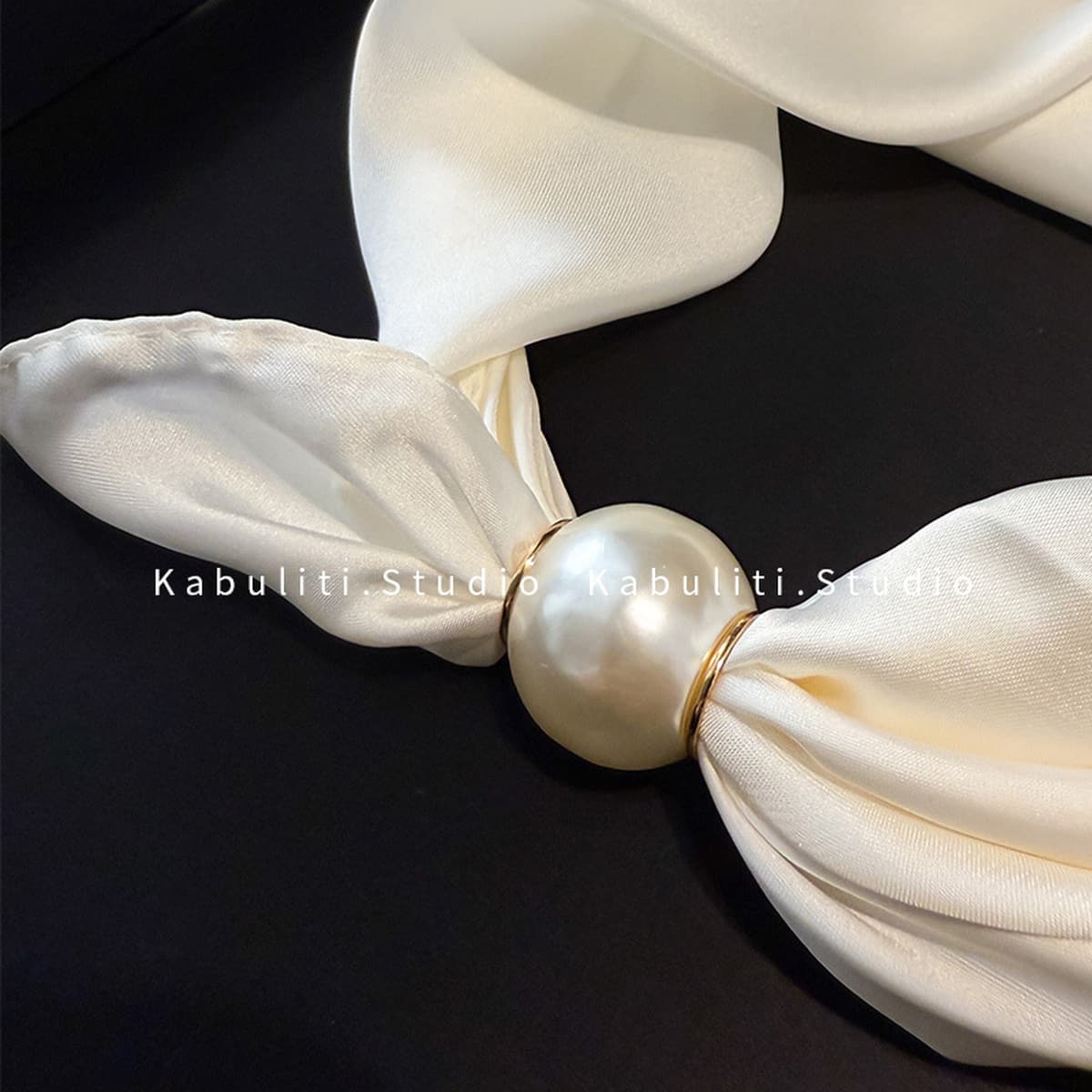 Белое жемчужное ожерелье с магнитной пряжкой, узкий длинный шелковый шарф для ушей, женский шарф на шею с рубашкой, тонкий...