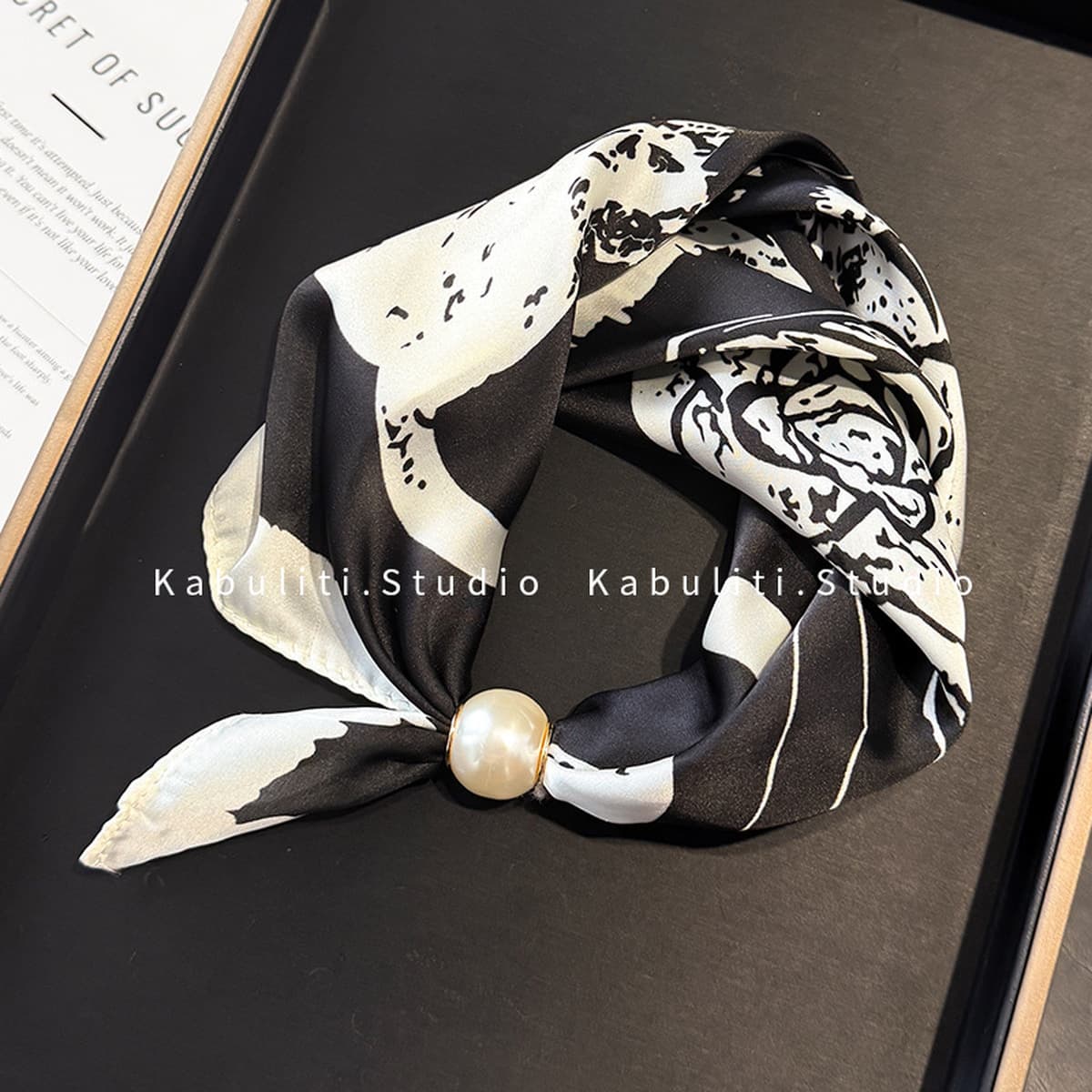 Белое жемчужное ожерелье с магнитной пряжкой, узкий длинный шелковый шарф для ушей, женский шарф на шею с рубашкой, тонкий...