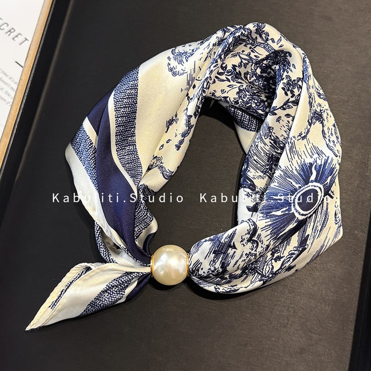 Белое жемчужное ожерелье с магнитной пряжкой, узкий длинный шелковый шарф для ушей, женский шарф на шею с рубашкой, тонкий...