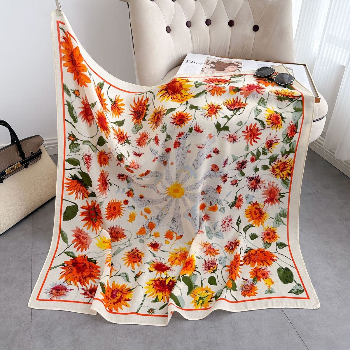 Анти-бархатный хлопчатобумажный принт модный дикий 90 квадратный шарф многофункциональный шарф с рубашкой модный шарф галстук