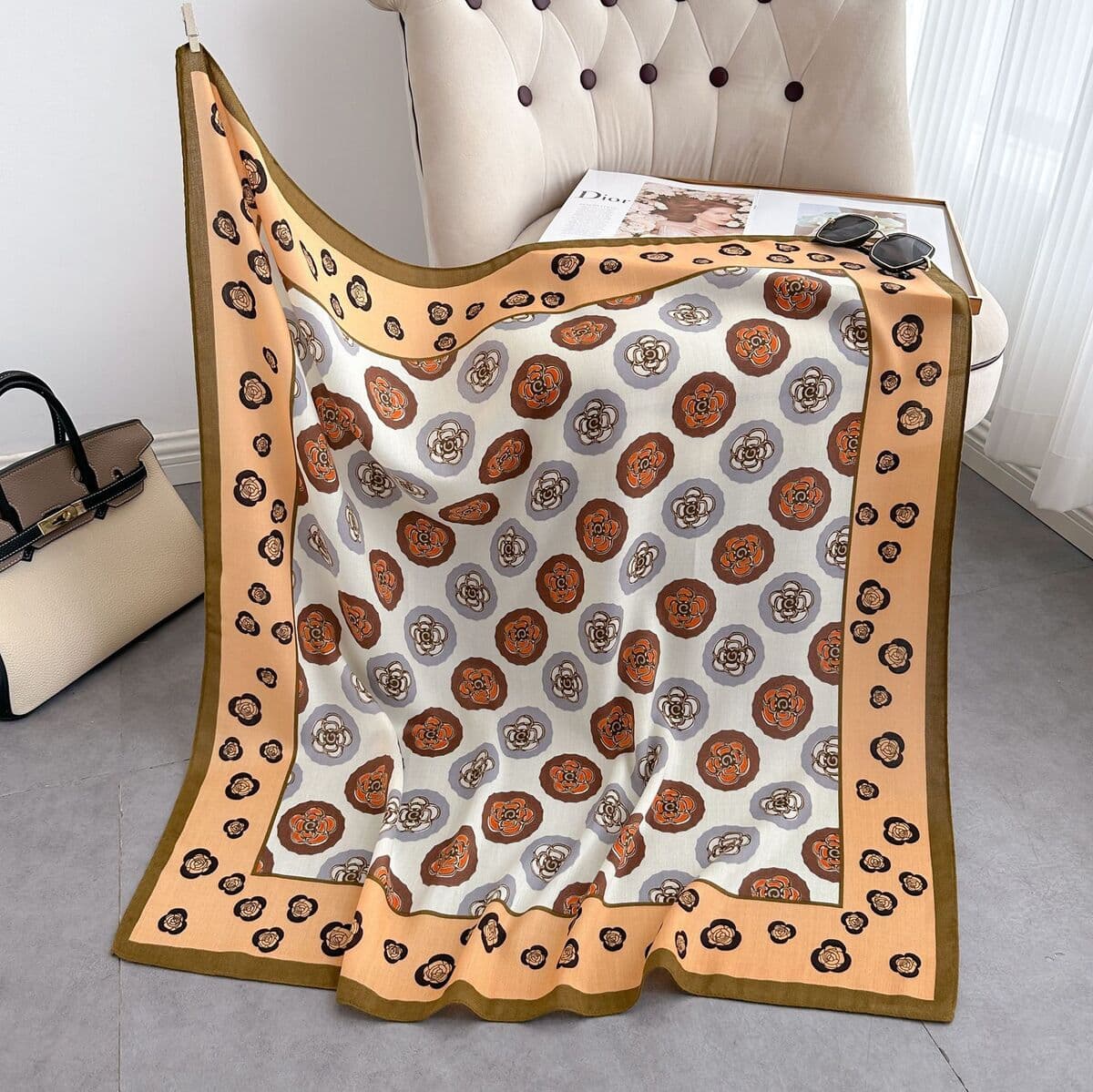 Анти-бархатный хлопчатобумажный принт модный дикий 90 квадратный шарф многофункциональный шарф с рубашкой модный шарф галстук