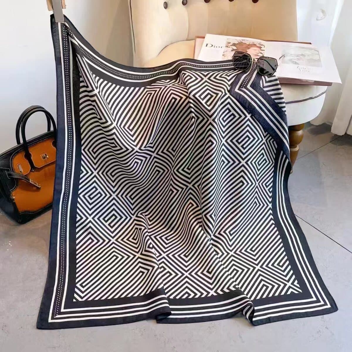 Анти-бархатный хлопчатобумажный принт модный дикий 90 квадратный шарф многофункциональный шарф с рубашкой модный шарф галстук