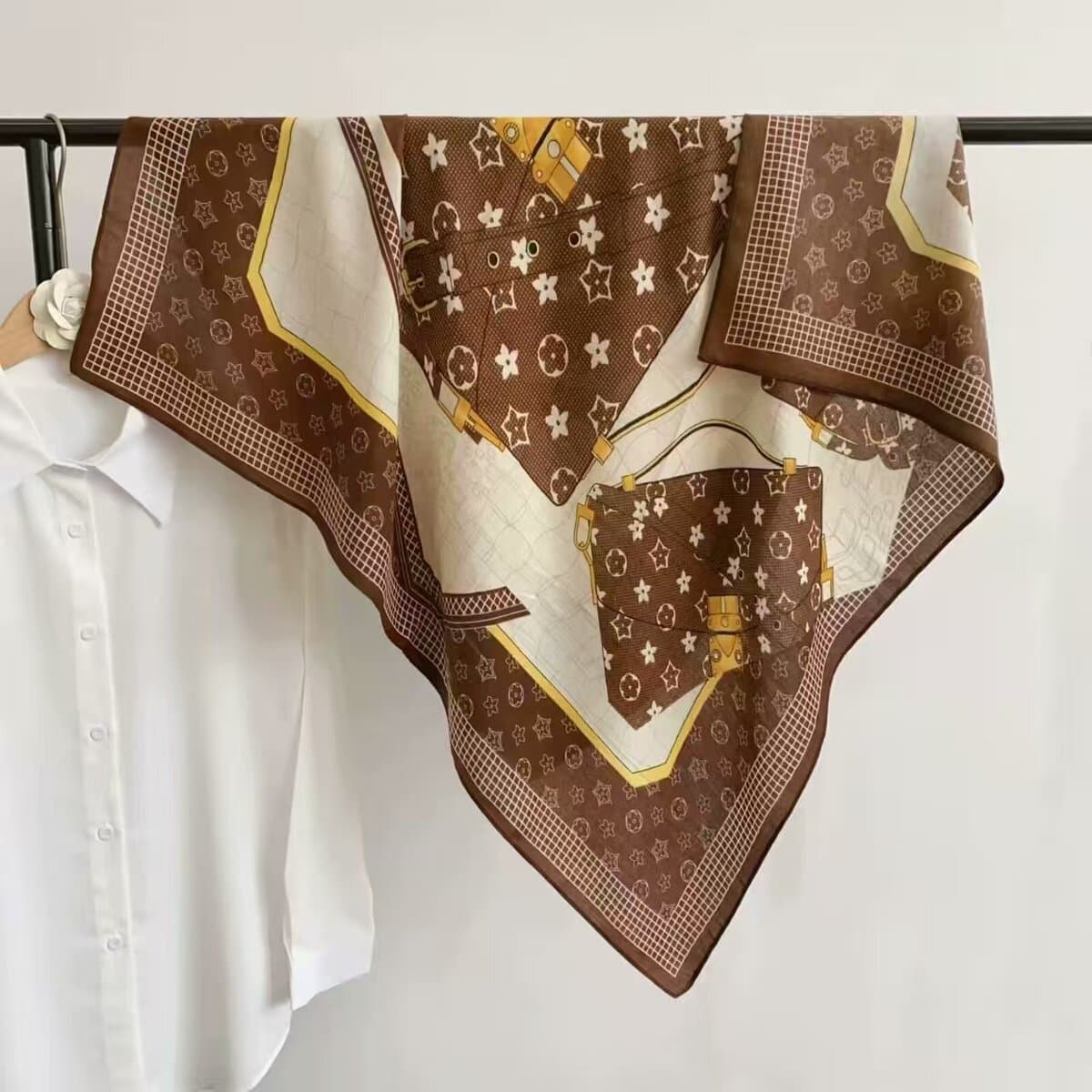 Анти-бархатный хлопчатобумажный принт модный дикий 90 квадратный шарф многофункциональный шарф с рубашкой модный шарф галстук
