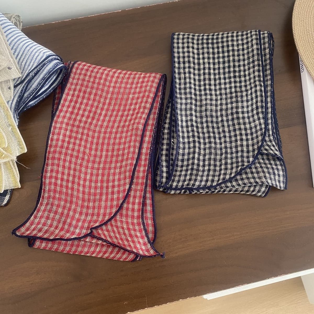 100% льняной шелковый шарф женский японский узкий вариант маленький длинный шарф дикий художественный ретро стримеры...