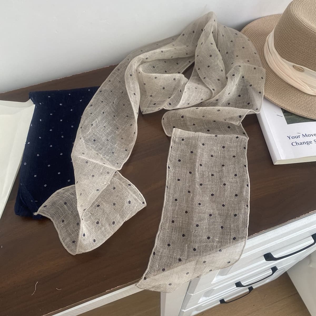 100% льняной шелковый шарф женский японский узкий вариант маленький длинный шарф дикий художественный ретро стримеры...