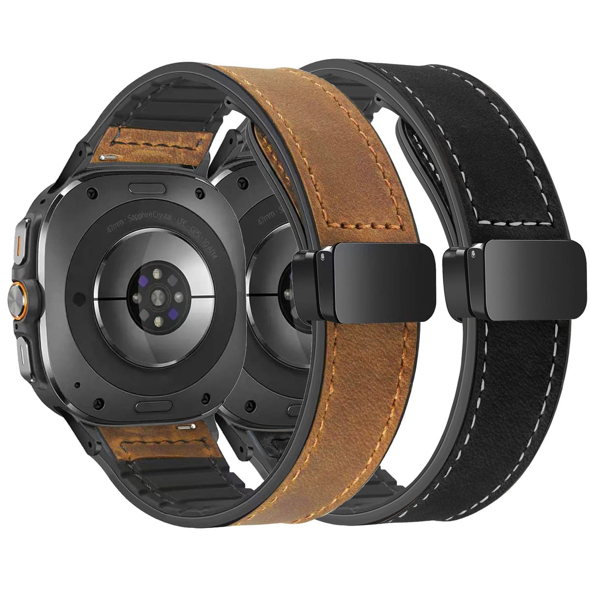 Применяет умные часы Samsung Galaxy watch7 ultra 47mm Crazy Horse с рисунком силиконовый кожаный ремешок для часов