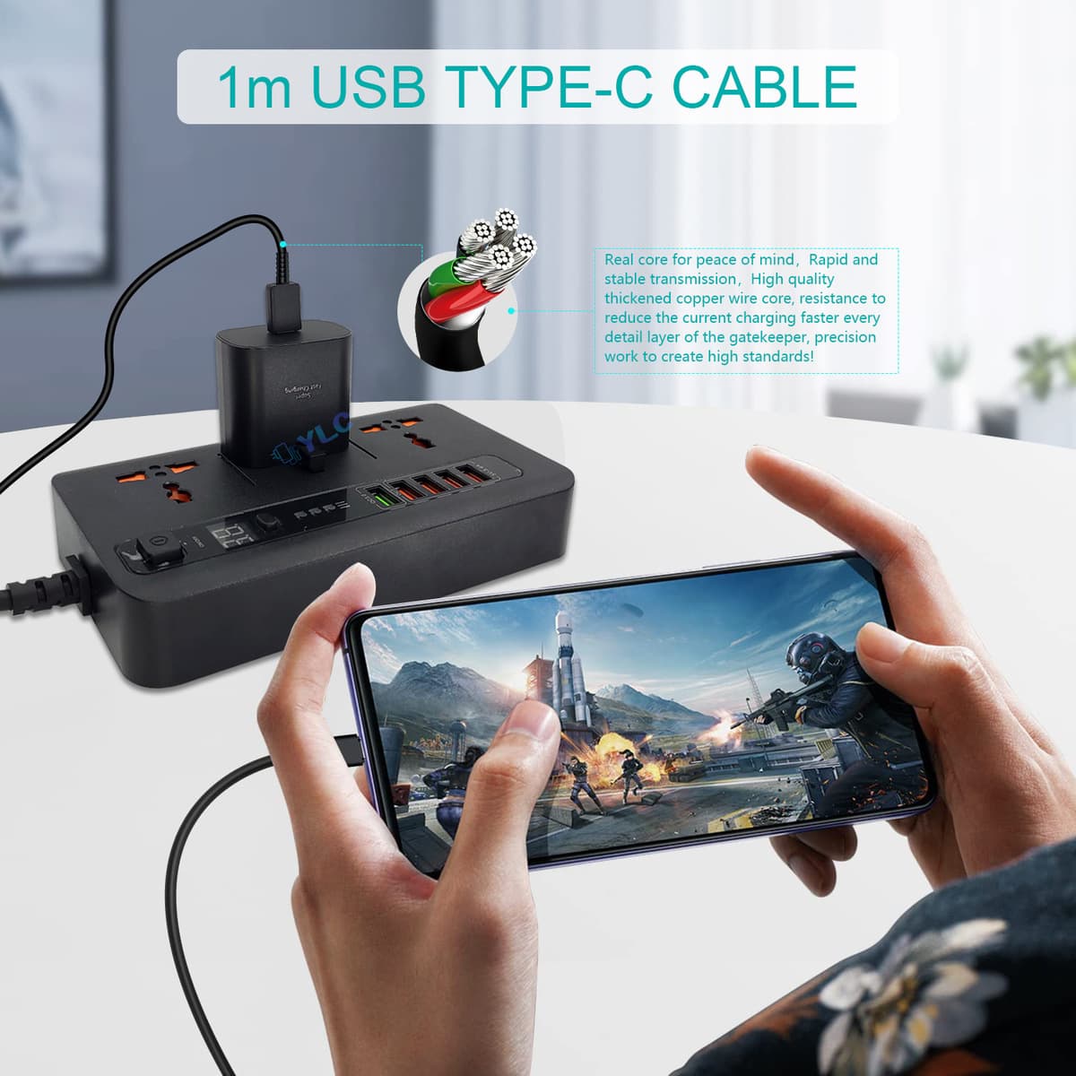 Кабель для зарядки 25W UK, быстрая зарядка 25W USB PD с кабелем для передачи данных, подходит для Samsung