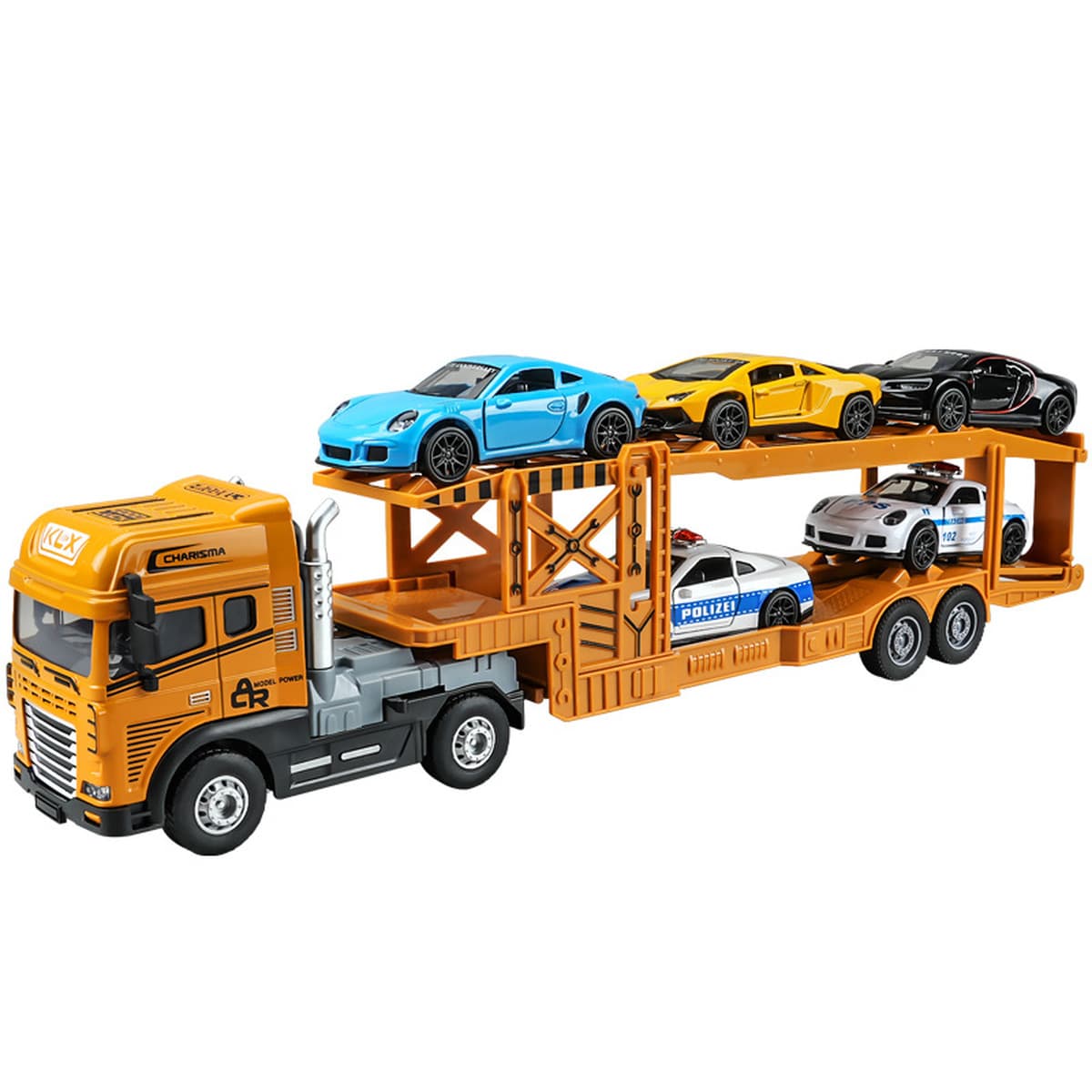 Инерционная двухэтажная транспортная машина из сплава с транспортной полкой, игрушечный грузовик со звуком и светом, модель...