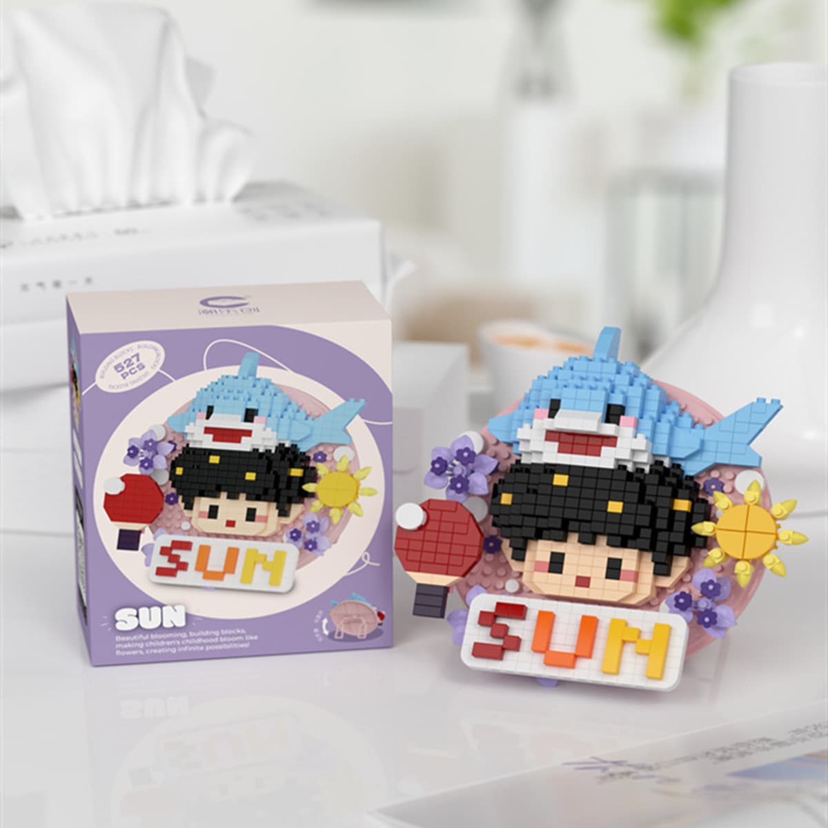 Совместимость с Lego Bar Bar Band Band Band Детская развивающая игрушка Лев Акула Ша Голова Оперная кукла слепая коробка